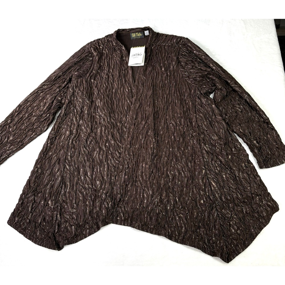 Vintage Bob Mackie Wearable Open Cardigan Womens 2X Chocolate Brown Textured
